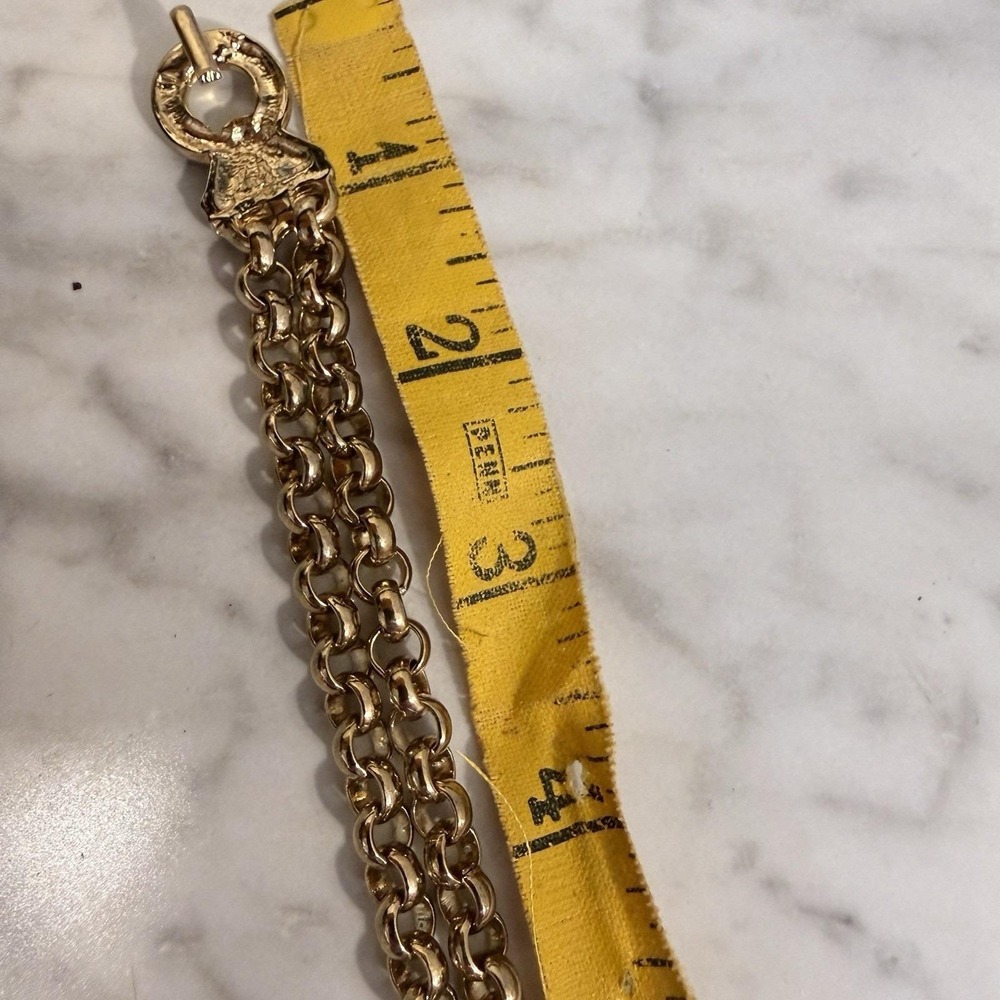 Vintage 35" Chunky Double Strand Rings Gold Tone Chain Fashion Belt Runway - Picture 12 of 12